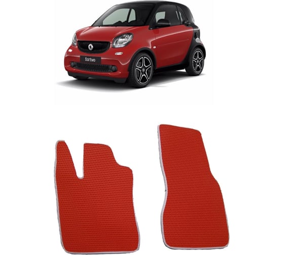 Ковры в салон автомобиля Eva Smart smart fortwo iii (c453) 2014 - эва сота бежевые c синей окантовкой 2682-A1B2-S
