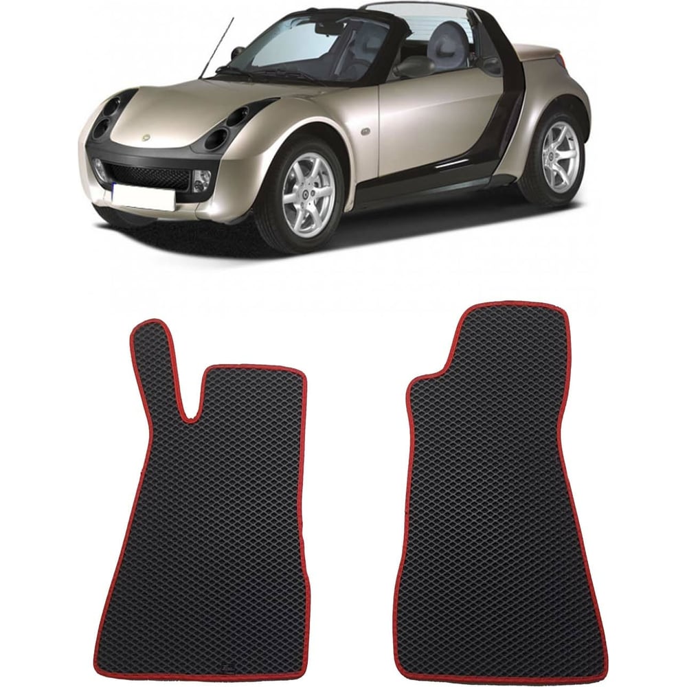 Ковры в салон автомобиля Eva Smart smart roadster 2003 - 2006 эва сота  чёрные c коричневой окантовкой 1984-B5A6-S - заказать в интернет-магазине:  цена, описание, отзывов - 2.