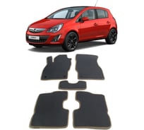 Ковры в салон автомобиля Eva Smart opel corsa d 2006 - 2014 эва сота бежевые c черной окантовкой 1638-A1B5-S
