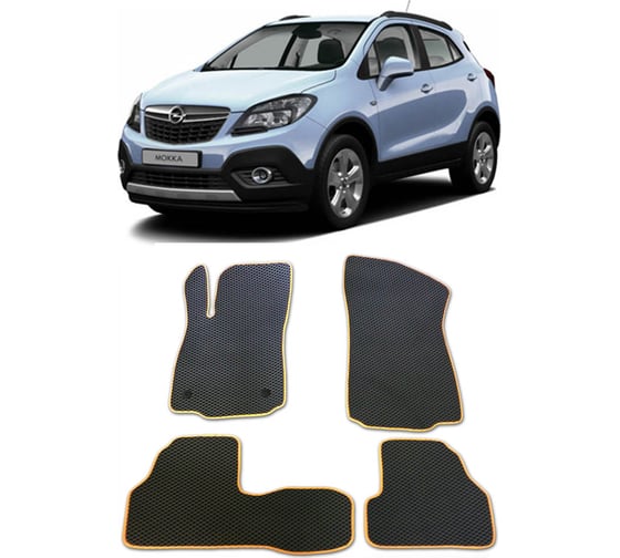 Ковры в салон автомобиля Eva Smart opel mokka i 2012 - 2019 эва сота бежевые c красной окантовкой 1643-A1A7-S 1