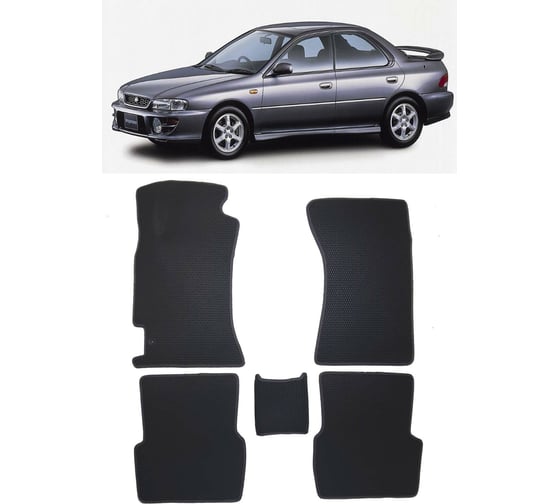 Ковры в салон автомобиля Eva Smart subaru impreza i 1992 - 2000 эва сота бежевые c черной окантовкой 3066-A1B5-S 1