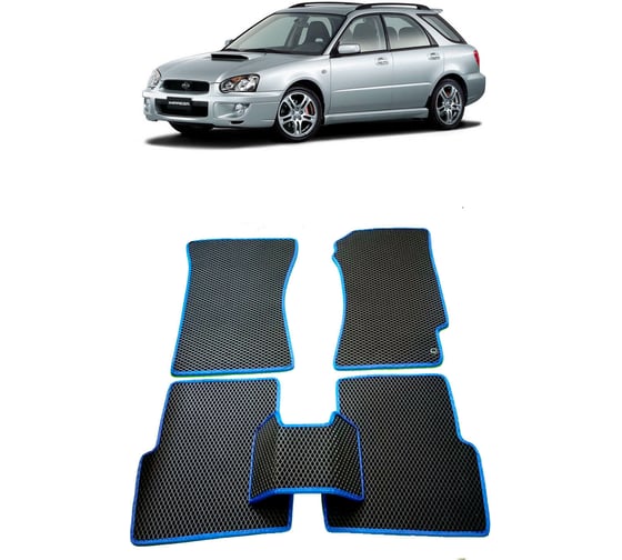Ковры в салон автомобиля Eva Smart subaru impreza ii правый руль рестайлинг 2002 - 2005 эва сота чёрные c бежевой окантовкой 2745-B5A1-S