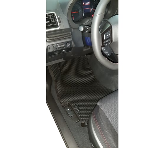 Ковры в салон автомобиля Eva Smart subaru impreza v 2016 - эва сота серые c синей окантовкой 3233-B1B2-S