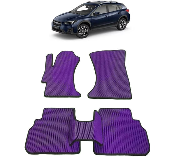Ковры в салон автомобиля Eva Smart subaru xv ii 2017 - эва сота чёрные c синей окантовкой 2696-B5B2-S 1
