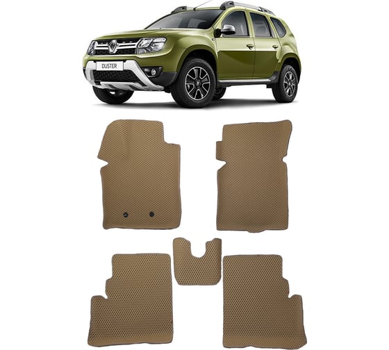 Ковры в салон автомобиля Eva Smart renault duster i вариант макси 3d 2011 - 2015 эва сота серые c синей окантовкой 3259-B1B2-S 1