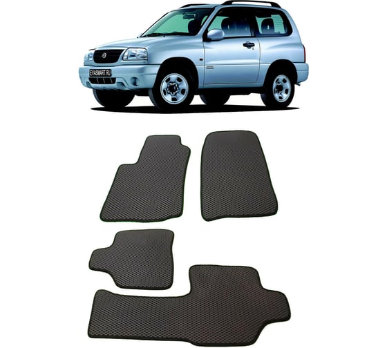 Ковры в салон автомобиля Eva Smart suzuki grand vitara ft 3дв 2000 - 2006 эва сота серые c коричневой окантовкой 2596-B1A6-S