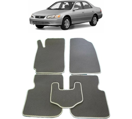 Ковры в салон автомобиля Eva Smart toyota camry (xv20) 1996 - 2001 эва сота серые c синей окантовкой 2323-B1B2-S 1