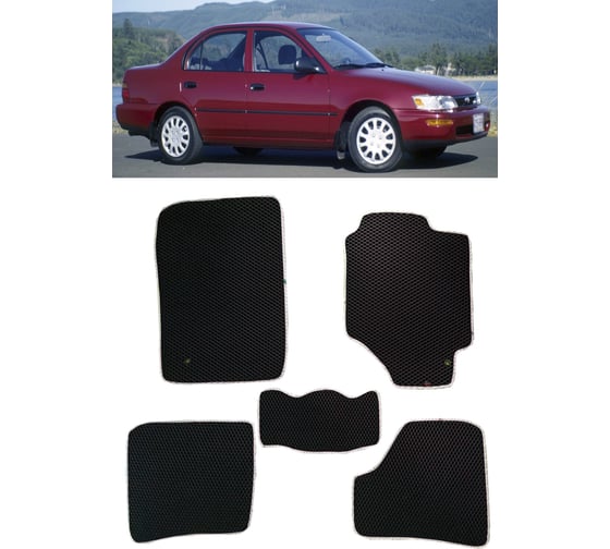 Ковры в салон автомобиля Eva Smart toyota corolla vii (e100) правый руль 1991 - 2000 эва сота серые c красной окантовкой 3432-B1A7-S