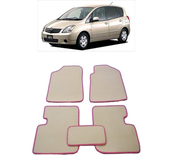 Ковры в салон автомобиля Eva Smart toyota corolla spacio ii правый руль 2001 - 2007 эва сота чёрные c красной окантовкой 2315-B5A7-S 1