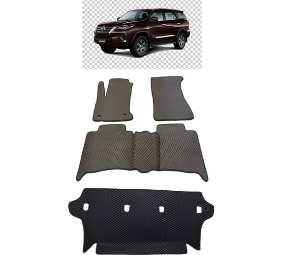 Ковры в салон автомобиля Eva Smart toyota fortuner ii кроссовер 7мест 2015 - эва сота бежевые c бежевой окантовкой 2776-A1A1-S 1