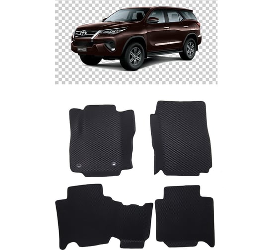 Ковры в салон автомобиля Eva Smart toyota fortuner ii кроссовер 5мест вариант макси 3d 2015 - эва сота бежевые c черной окантовкой 2969-A1B5-S