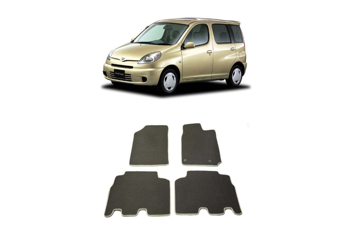 Ковры в салон автомобиля Eva Smart toyota funcargo правый руль 1999 - 2005  эва сота чёрные c коричневой окантовкой 2008-B5A6-S - заказать в  интернет-магазине: цена, описание, отзывы.