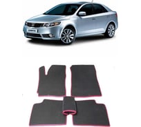 Ковры в салон автомобиля Eva Smart kia сerato ii 2009 - 2013 эва сота чёрные c красной окантовкой 1348-B5A7-S
