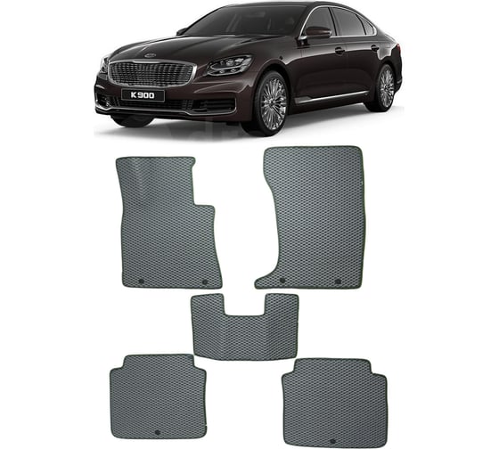 Ковры в салон автомобиля Eva Smart kia k900 ii 2018 - эва сота чёрные c серой окантовкой 3610-B5B1-S 1
