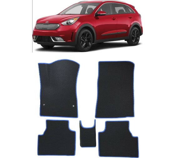 Ковры в салон автомобиля Eva Smart kia niro i 2016 - 2019 эва сота серые c черной окантовкой 3921-B1B5-S