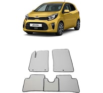Ковры в салон автомобиля Eva Smart kia picanto iii 2017 - эва сота чёрные c коричневой окантовкой 2525-B5A6-S