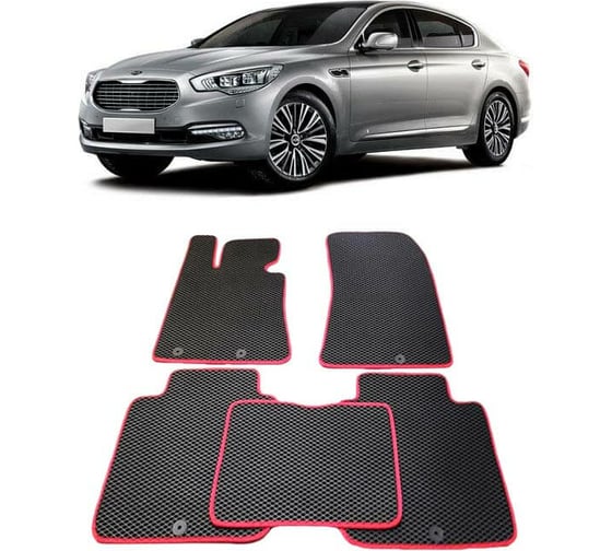Ковры в салон автомобиля Eva Smart kia quoris 2012 - 2018 эва сота чёрные c черной окантовкой 1358-B5B5-S