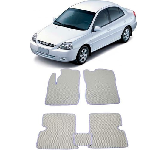 Ковры в салон автомобиля Eva Smart kia rio i 2000 - 2005 эва сота чёрные c синей окантовкой 1359-B5B2-S 1