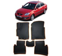 Ковры в салон автомобиля Eva Smart kia rio ii вариант макси 3d 2005 - 2011 эва сота чёрные c черной окантовкой 3399-B5B5-S