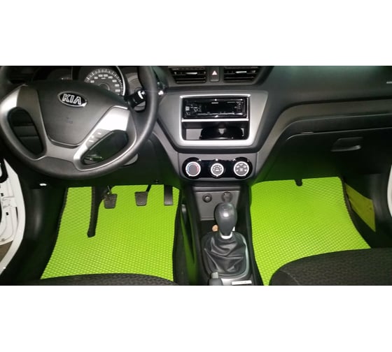 Ковры в салон автомобиля Eva Smart kia rio iii 2011 - 2017 эва сота чёрные c синей окантовкой 1364-B5B2-S