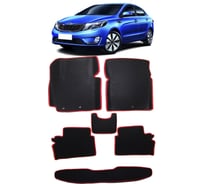 Ковры в салон автомобиля Eva Smart kia rio iii вариант макси 3d 2011 - 2017 эва сота коричневые c красной окантовкой 2909-A6A7-S