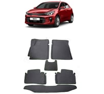 Ковры в салон автомобиля Eva Smart kia rio iv вариант макси 3d 2017 - эва сота серые c синей окантовкой 2891-B1B2-S