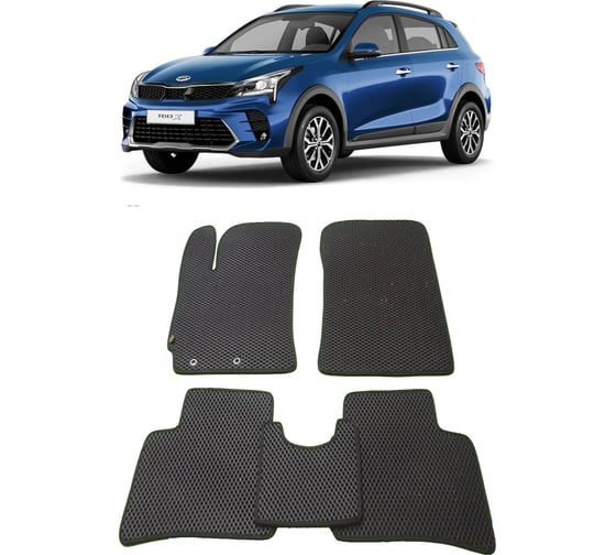 Ковры в салон автомобиля Eva Smart kia rio x (x-line) 2017 - эва сота коричневые c красной окантовкой 3338-A6A7-S 1