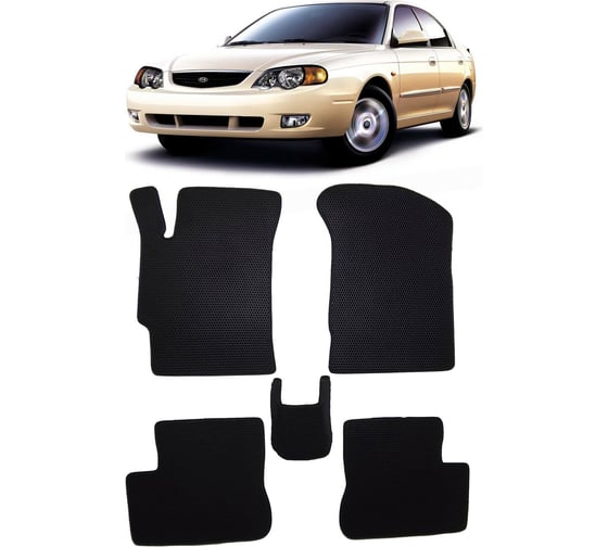 Ковры в салон автомобиля Eva Smart kia shuma ii 2001 - 2004 эва сота бежевые c бежевой окантовкой 2688-A1A1-S 1