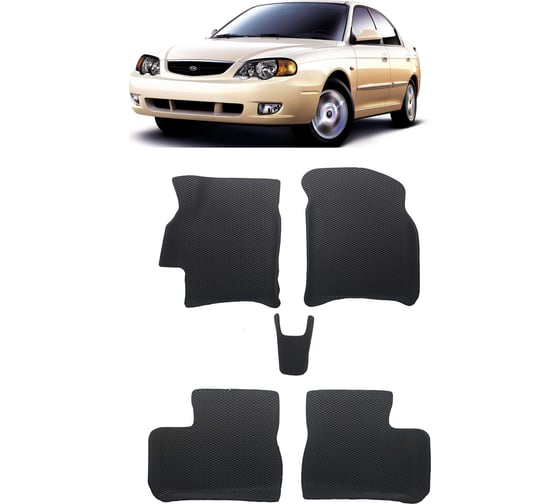 Ковры в салон автомобиля Eva Smart kia shuma ii вариант макси 3d 2001 - 2004 эва сота коричневые c синей окантовкой 3229-A6B2-S 1