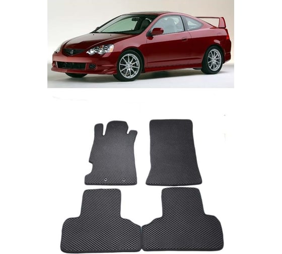 Ковры в салон автомобиля Eva Smart acura rsx купе 2001 - 2005 эва сота серые c коричневой окантовкой 2183-B1A6-S