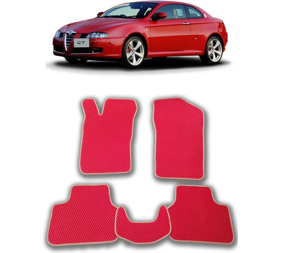 Ковры в салон автомобиля Eva Smart alfa romeo gt 2003 - 2010 эва сота серые c синей окантовкой 1982-B1B2-S