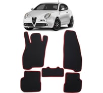 Ковры в салон автомобиля Eva Smart alfa romeo mito 2008 - 2013 эва сота чёрные c коричневой окантовкой 2630-B5A6-S