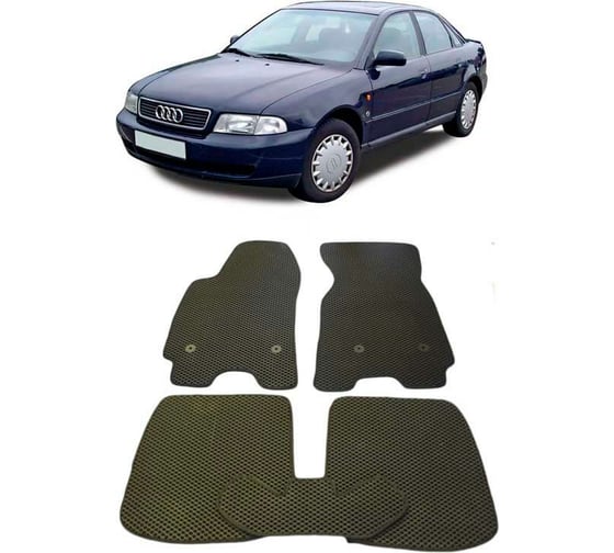 Ковры в салон автомобиля Eva Smart audi a4 (8d, b5) 1995 - 2001 эва сота чёрные c синей окантовкой 1007-B5B2-S 1