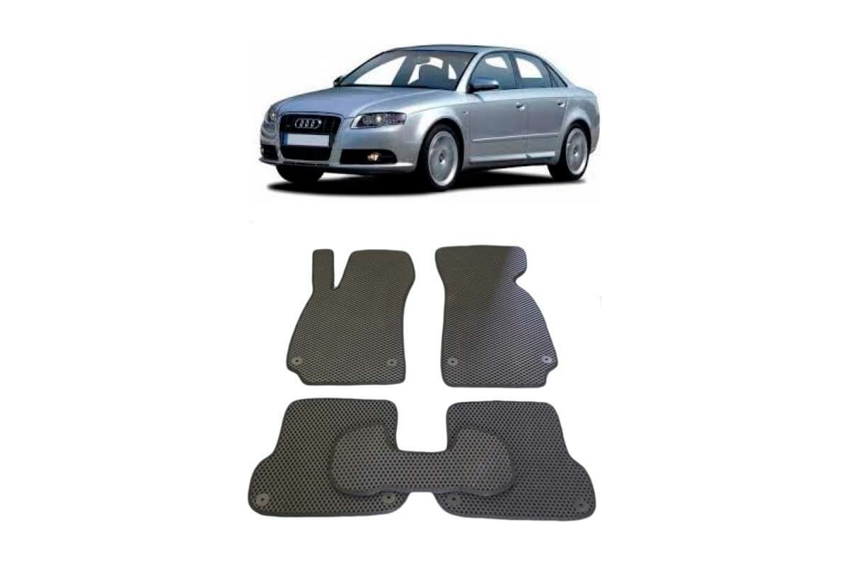 Ковры в салон автомобиля Eva Smart audi a4 (b6, b7) 2001 - 2007 эва сота  чёрные c коричневой окантовкой 1010-B5A6-S - заказать в интернет-магазине:  цена, описание, отзывы.