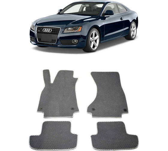 Ковры в салон автомобиля Eva Smart audi a5 i купе 2007 - 2016 эва сота чёрные c коричневой окантовкой 1011-B5A6-S