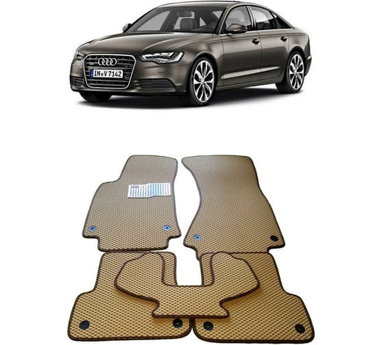 Ковры в салон автомобиля Eva Smart audi a6 (c7) 2011 - 2018 эва сота бежевые c красной окантовкой 1019-A1A7-S