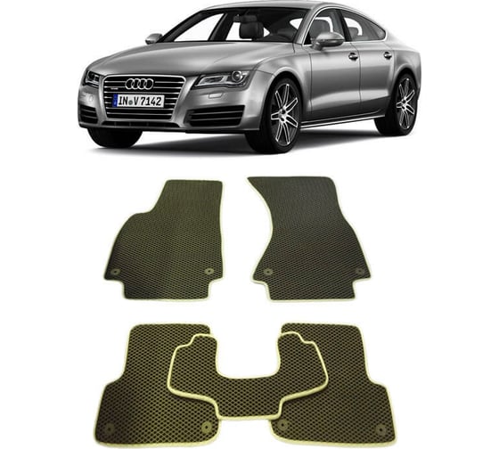 Ковры в салон автомобиля Eva Smart audi a7 i (4g) 2010 - 2018 эва сота чёрные c красной окантовкой 1020-B5A7-S