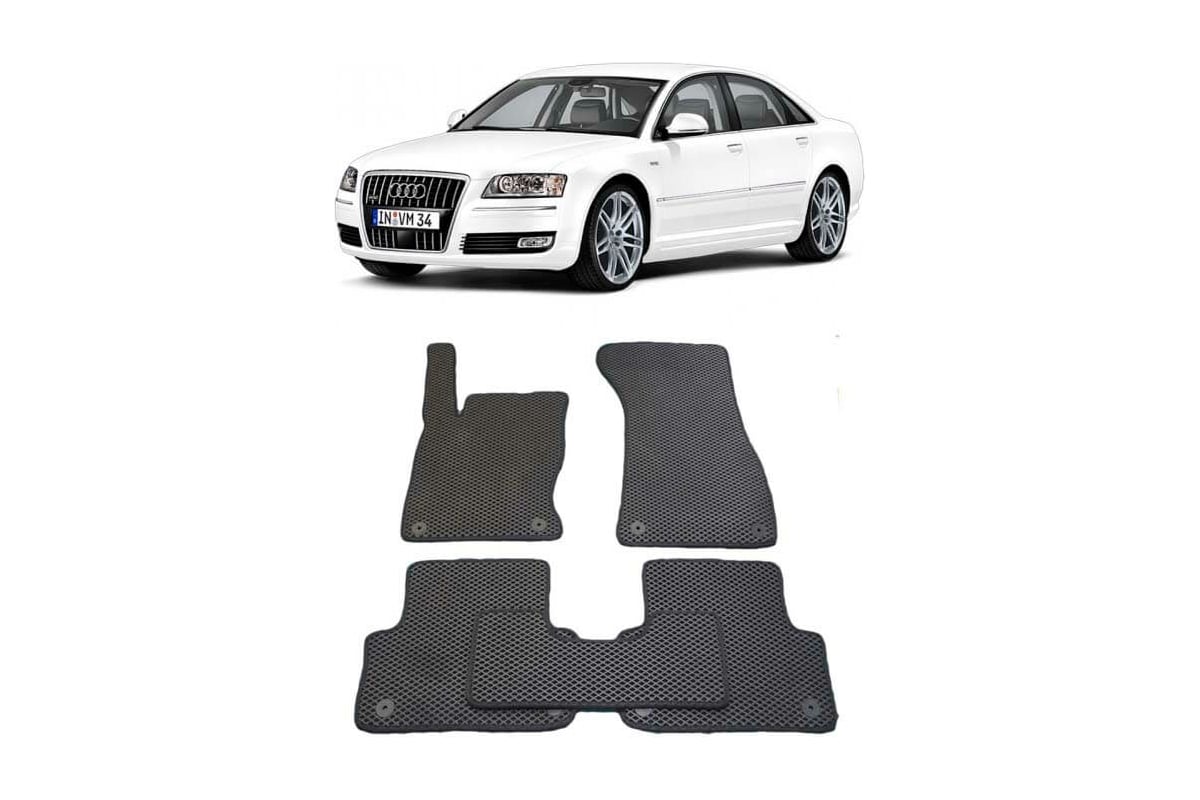 Ковры в салон автомобиля Eva Smart audi a8 (d3, 4e) 2002 - 2010 эва сота  чёрные c коричневой окантовкой 1022-B5A6-S - заказать в интернет-магазине:  цена, описание, отзывы.