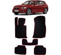 Ковры в салон автомобиля Eva Smart bmw 1 (f20) 2011 - 2019 эва сота коричневые c красной окантовкой 1035-A6A7-S