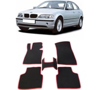 Ковры в салон автомобиля Eva Smart bmw 3 (е46) 1998 - 2005 эва сота чёрные c коричневой окантовкой 1040-B5A6-S