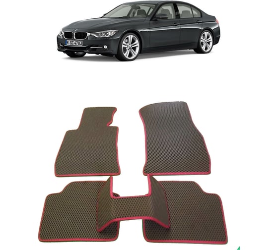 Ковры в салон автомобиля Eva Smart bmw 3 (f30, f31) 2012 - эва сота чёрные c синей окантовкой 1049-B5B2-S
