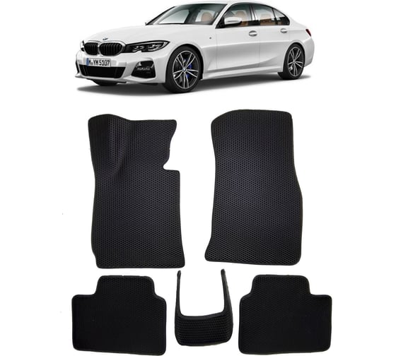 Ковры в салон автомобиля Eva Smart bmw 3 (g20) 2018 - эва сота чёрные c черной окантовкой 3006-B5B5-S 1