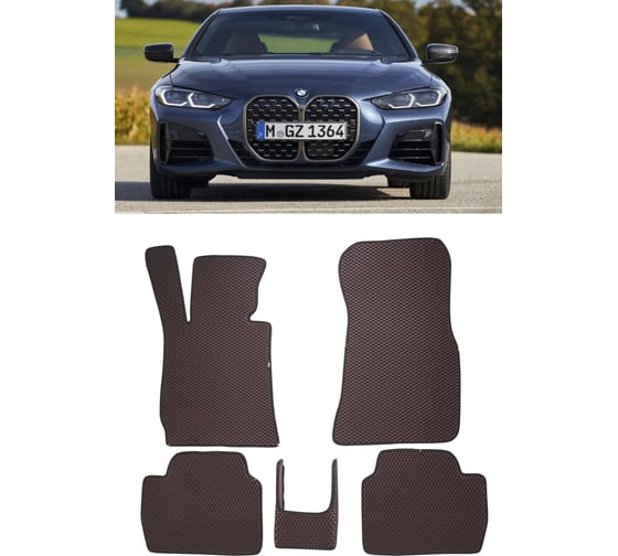 Ковры в салон автомобиля Eva Smart bmw 4 (g22) 2020 - эва сота чёрные c серой окантовкой 3302-B5B1-S 1