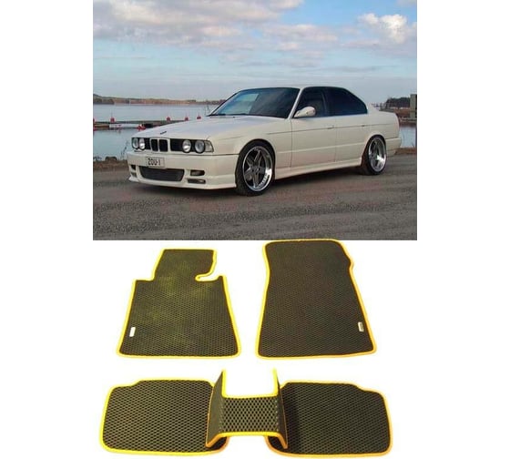 Ковры в салон автомобиля Eva Smart bmw 5 (е34) 1988 - 1997 эва сота чёрные c черной окантовкой 1053-B5B5-S
