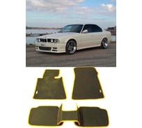 Ковры в салон автомобиля Eva Smart bmw 5 (е34) 1988 - 1997 эва сота коричневые c синей окантовкой 1053-A6B2-S