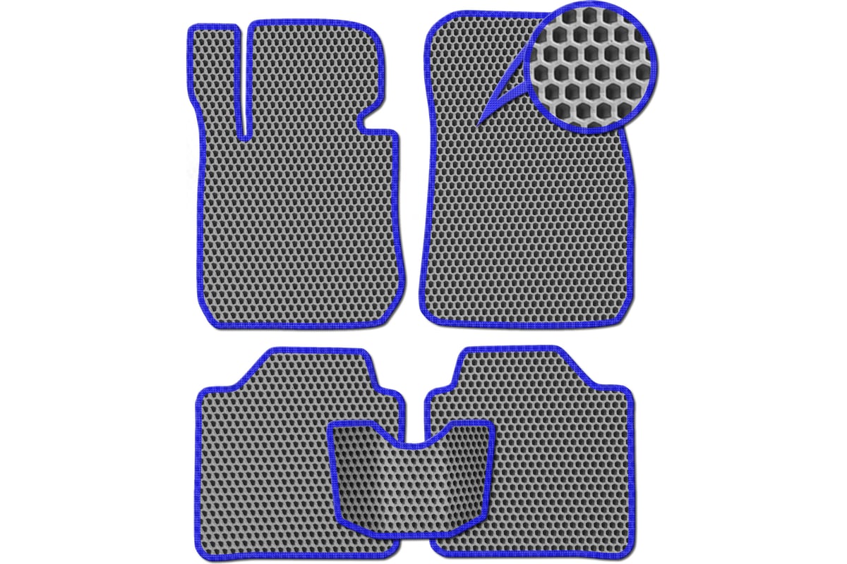 Ковры в салон автомобиля Eva Smart bmw 5 (f07) gt 2009 - 2017 эва сота  серые c синей окантовкой 1057-B1B2-S - заказать в интернет-магазине: цена,  описание, отзывы.