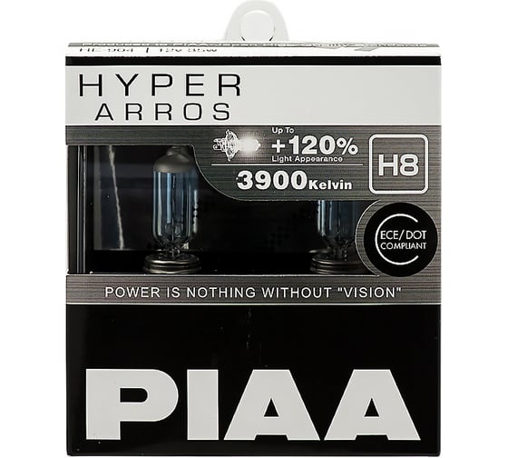 Галогенные лампы PIAA HYPER ARROS H8, 3900K, 35W, 2 шт, светоотдача +120% HE-904-H8 1