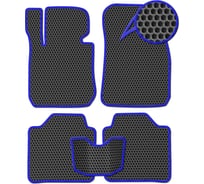 Ковры в салон автомобиля Eva Smart mitsubishi pajero (montero) iv вариант макси 3d 2006 - эва сота чёрные c синей окантовкой 2519-B5B2-S