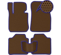 Ковры в салон автомобиля Eva Smart mitsubishi pajero (montero) iv вариант макси 3d 2006 - эва сота коричневые c синей окантовкой 2519-A6B2-S