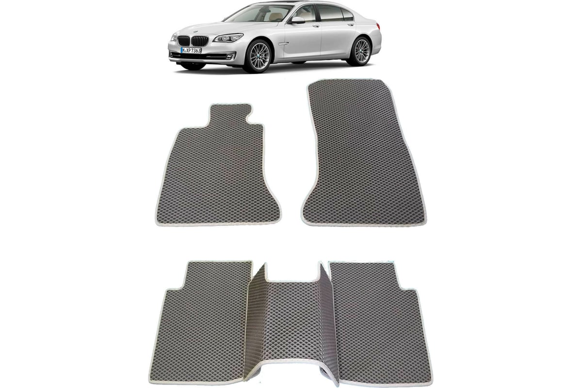 Ковры в салон автомобиля Eva Smart bmw 7 (f01) 4wd 2012 - 2015 эва сота  чёрные c бежевой окантовкой 1071-B5A1-S - заказать в интернет-магазине:  цена, описание, отзывы.